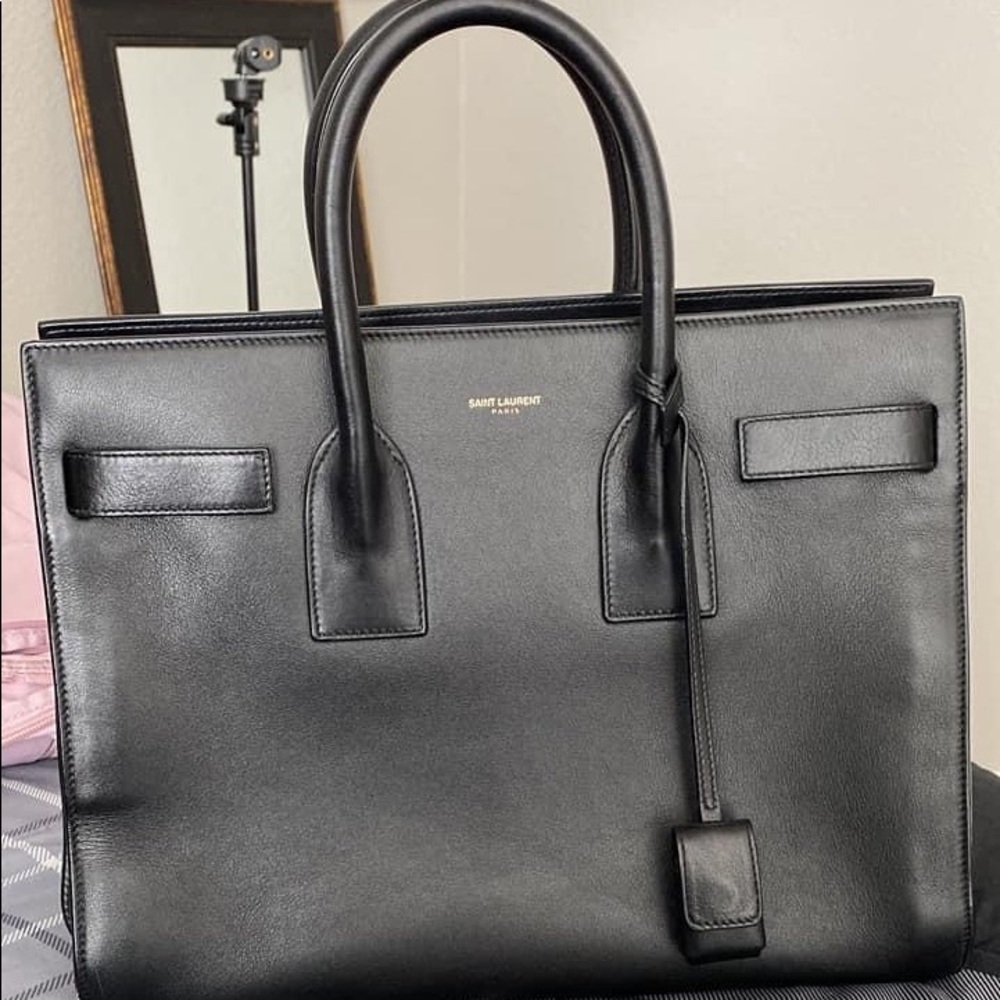 Saint Laurent Black Leather Top-Handle Satchel